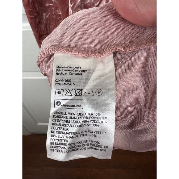 Pink Crushed Velvet Mini Dress Tie Shoulder V-Neck Size 6 Stretchy Y2K Party - Picture 3 of 6